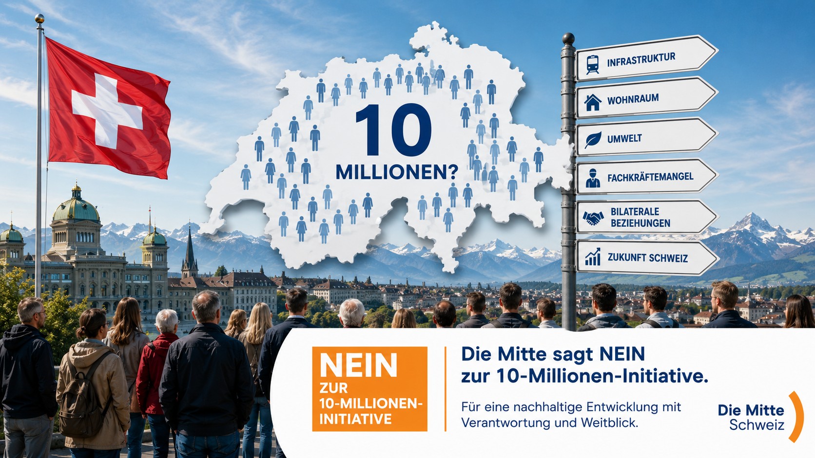 Die Diskussion um die 10-Millionen-Schweiz-Initiative beschäftigt Politik, Wirtschaft und Gesellschaft.